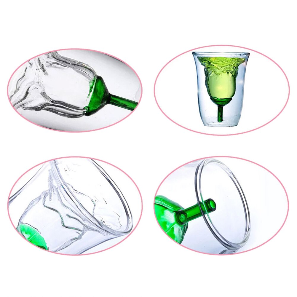 180ml dobbeltlags glass kopp glass kaffekrus klar dobbel vegg isolert termisk drikkekopp til øl vodka vin whisky
