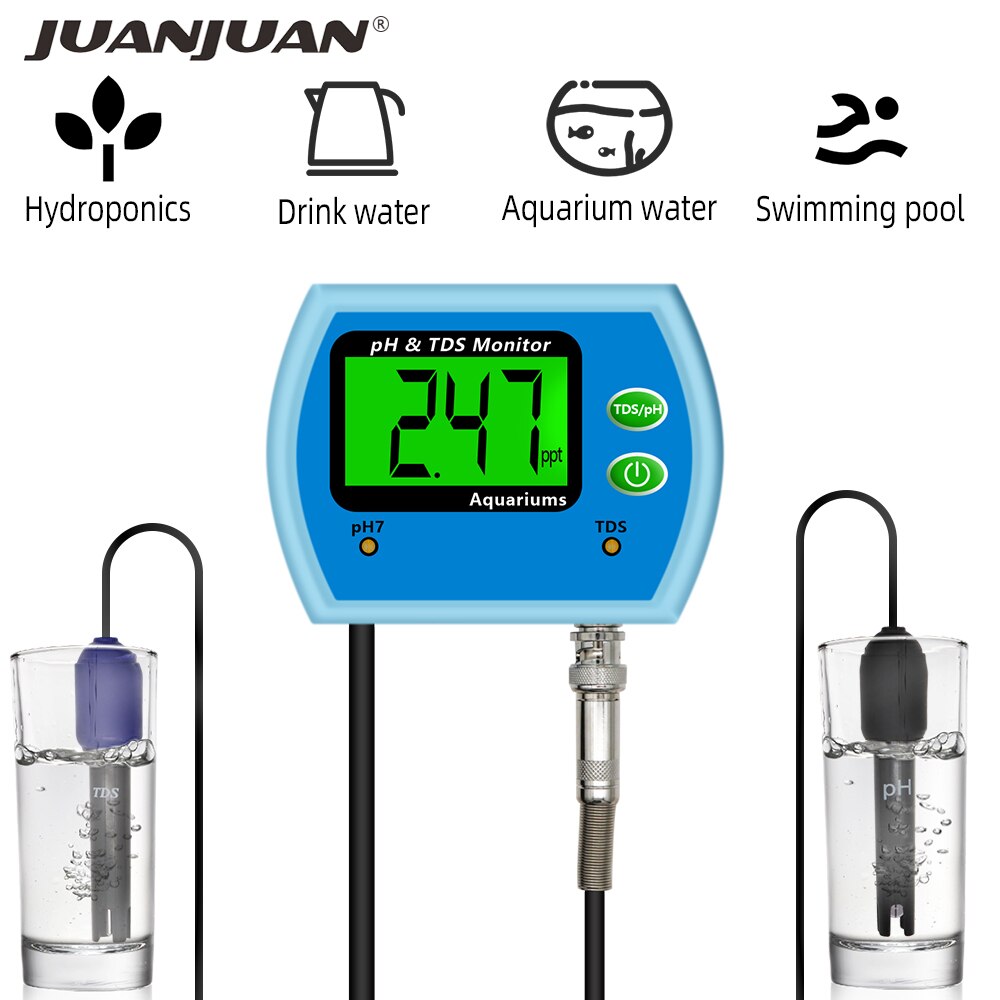 2 in 1 Water Tester Multi-Function Monitor Online PH/TDS Meter Acidity Acidometer Analyzer Aquarium 25% OFF