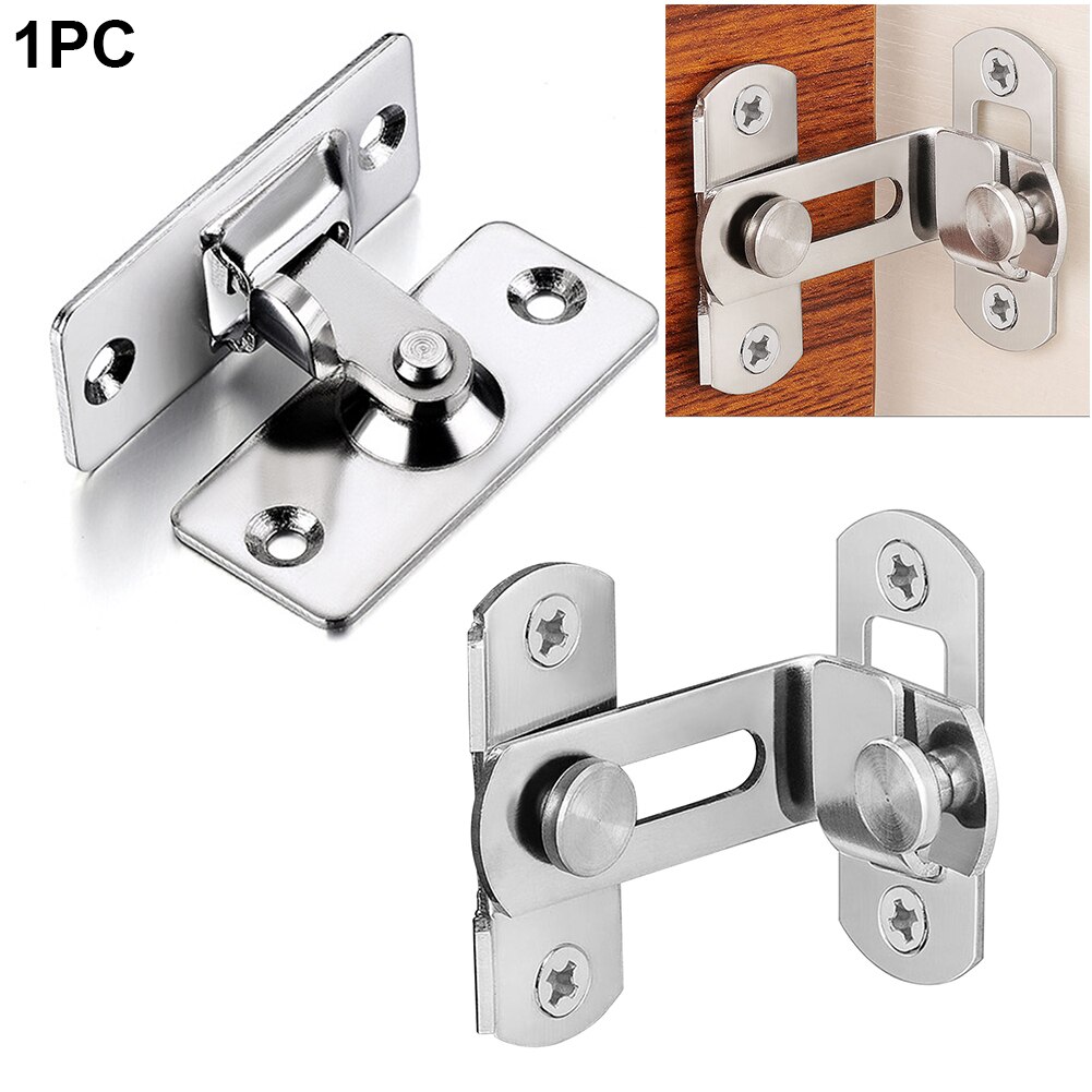 Clasp Latch Shift Home Cabinet 90 Degree Push Pull Button Chain Door Lock Sliding Security Tools Hotel Stainless Steel