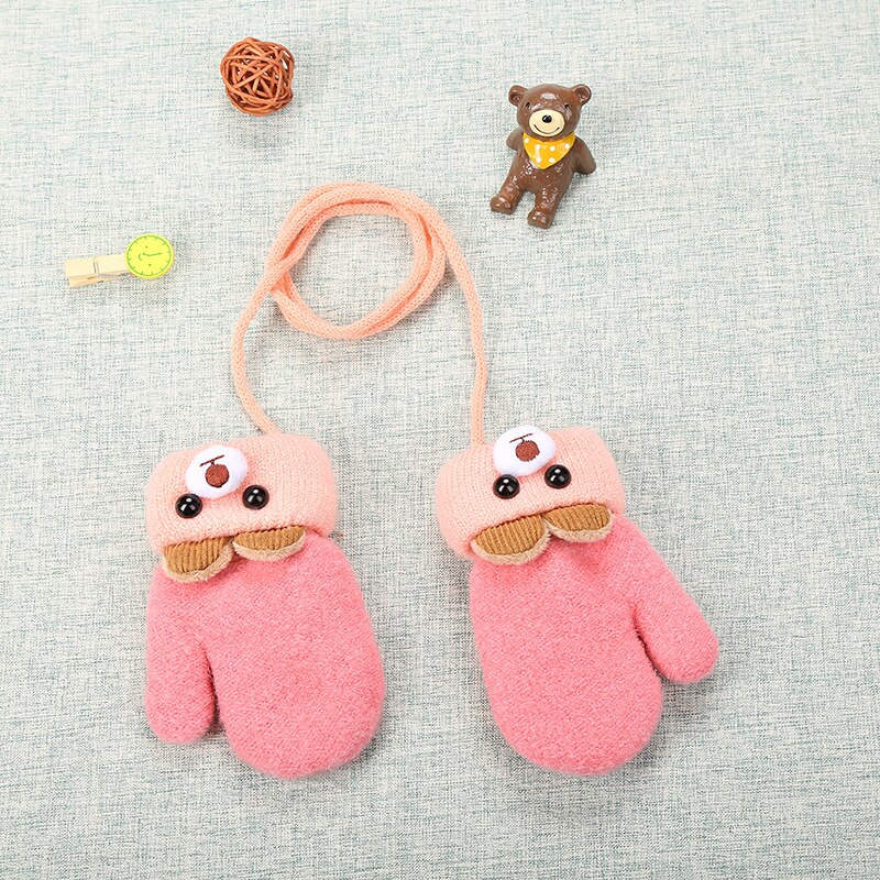 nette Bär Cartoon 0-3 Jahre Alt Baby Handschuhe Winter Stricken Wolle Neugeborenen Fäustlinge Samt Dicke kinder kinder Halten Finger Warme