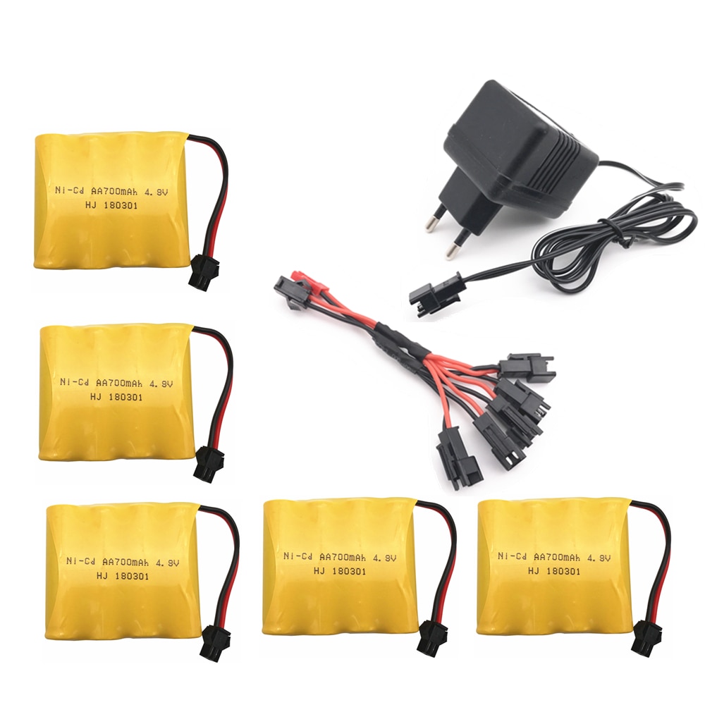 4.8V 700mAh Ni-Cd Battery With 5 in 1 Charger For Remote Control Toys Lighting Electric Tool AA Group RC TOYS Battery Group