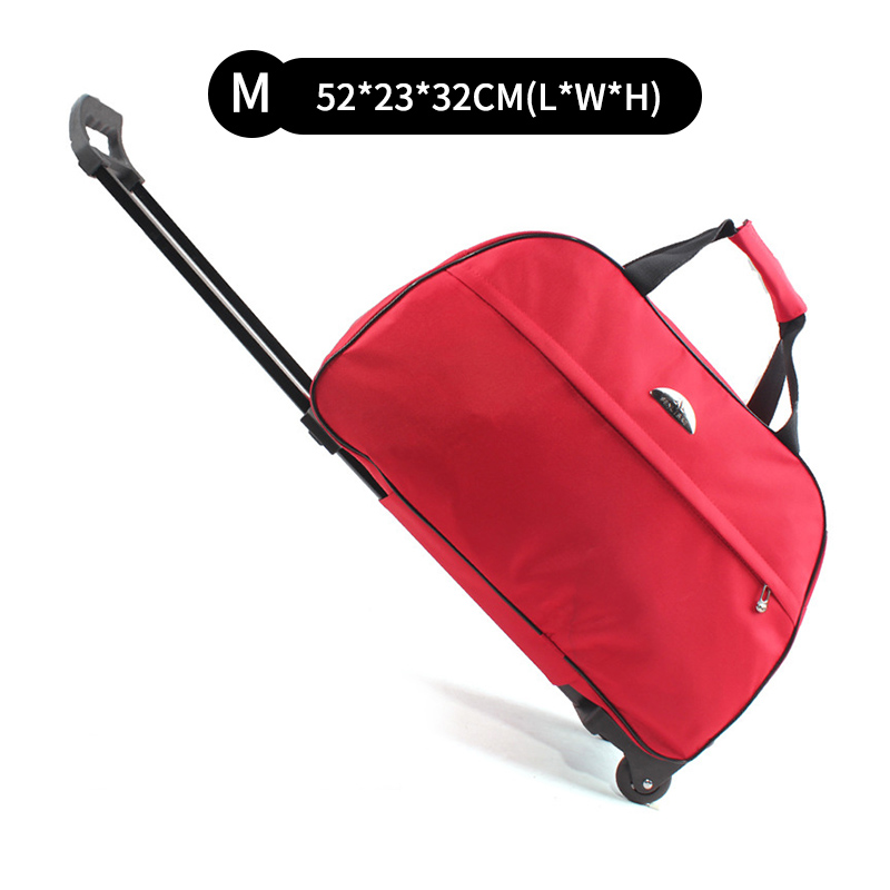 Portable Trolley Bag Rolling Suitcase Travel Luggage Storage Carry On Case Women Men Waterproof Business Boarding Bag On Wheels: Red M