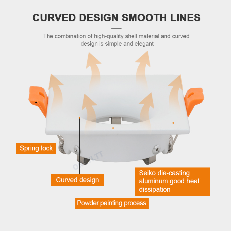 2022led Module Mr16 Anti-Glare Led Spotlight Armatuur Aluminium Ronde Vierkante Gu10 Embedded Led Downlight Frame