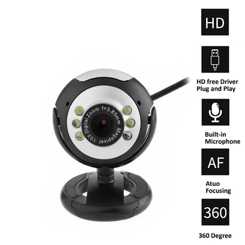 Webcamera USB de 360 grados, Webcam Digital de vídeo con micrófono, Clip de micrófono, imagen CMOS para ordenador, PC, escritorio, portátil, TV Box: No.2