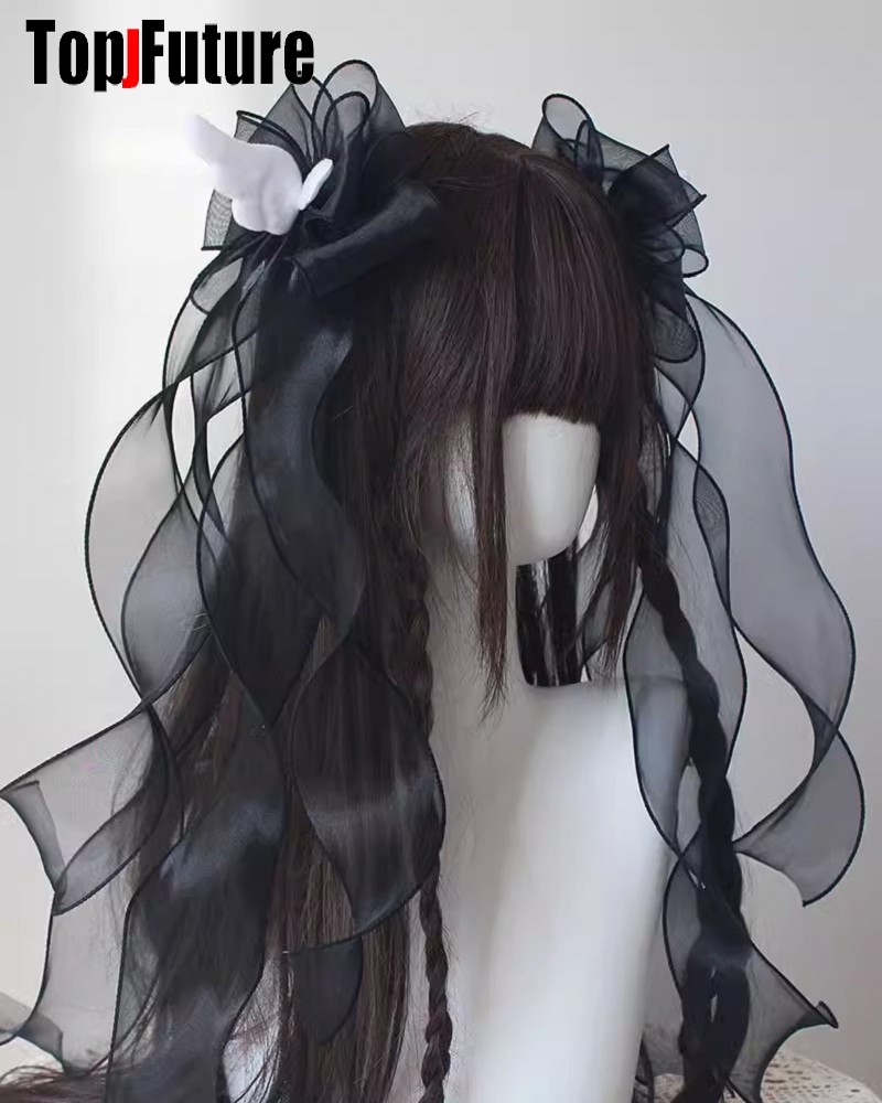 Presilha de cabelo com laço grande, asa de anjo, y2k, menina, harajuku, gótico, original, subcultura, acessórios, grampos de cabelo, presilhas de cabelo: Vermelho