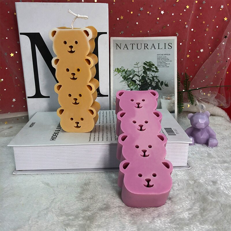 Grote Dier Kaars Siliconen Kaars 4 Zelfs Beer Hoofd Kikker Aromatherapie Kaars Gips Proces Epoxyhars Mal Vorm Voor Kaarsen