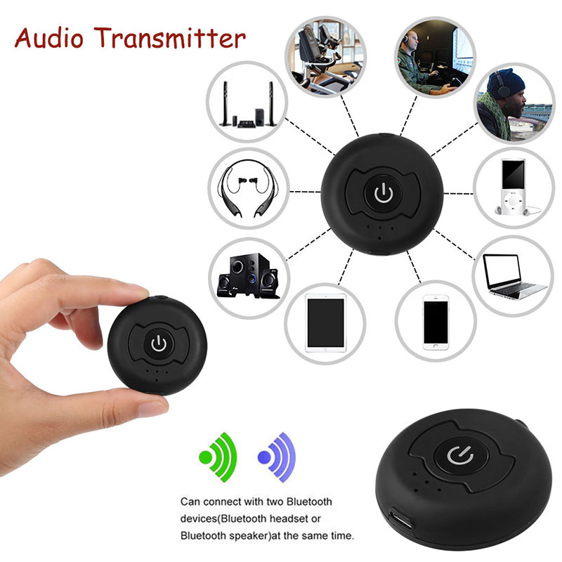 Black CSR 4.0 Dual Bluetooth Audio Transmitter Multi-point Bluetooth 4.0 Audio Transmitter Wireless Adapter for AV TV DVD
