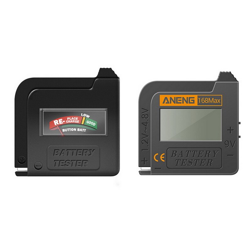 Batteritester batterikapasitetskontroll til aa aaa 9v 1.5v knapp celle batteri test batteriets tilstand svart