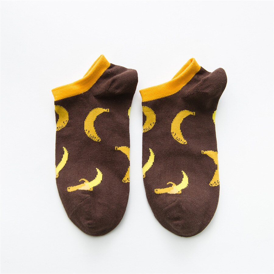 Calcetines de algodón de verano con dibujos de plátanos y frutas, calcetines de tobillo para mujeres, de corte bajo calcetines divertidos de animales, calcetines invisibles para chicas lindas felices: banana socks