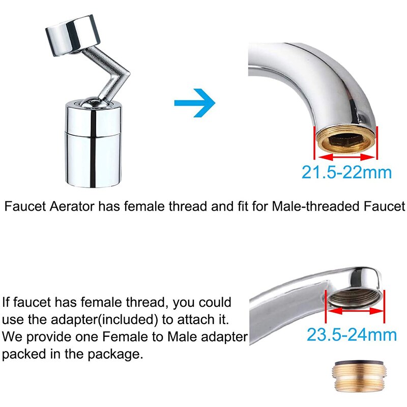 SHAI Universal Splash Faucet Spray Head 720 Degree Rotating Tap Filter Water Bubbler Faucet Aerator Kitchen Faucet Nozzle