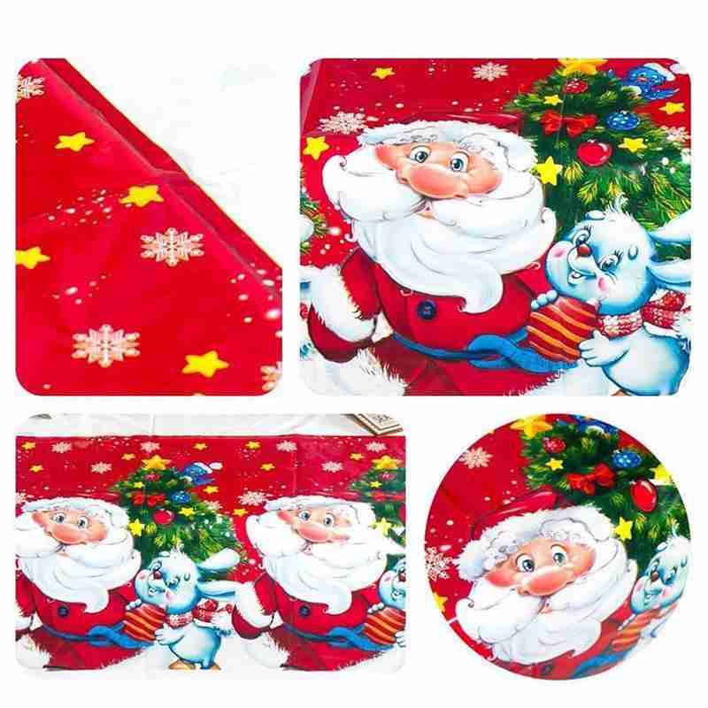 [Spot] Kerst Tafelkleed Wegwerp Pe Plastic Claus Tafelkleed Party Tafelkleed Santa Decoratie F2U6