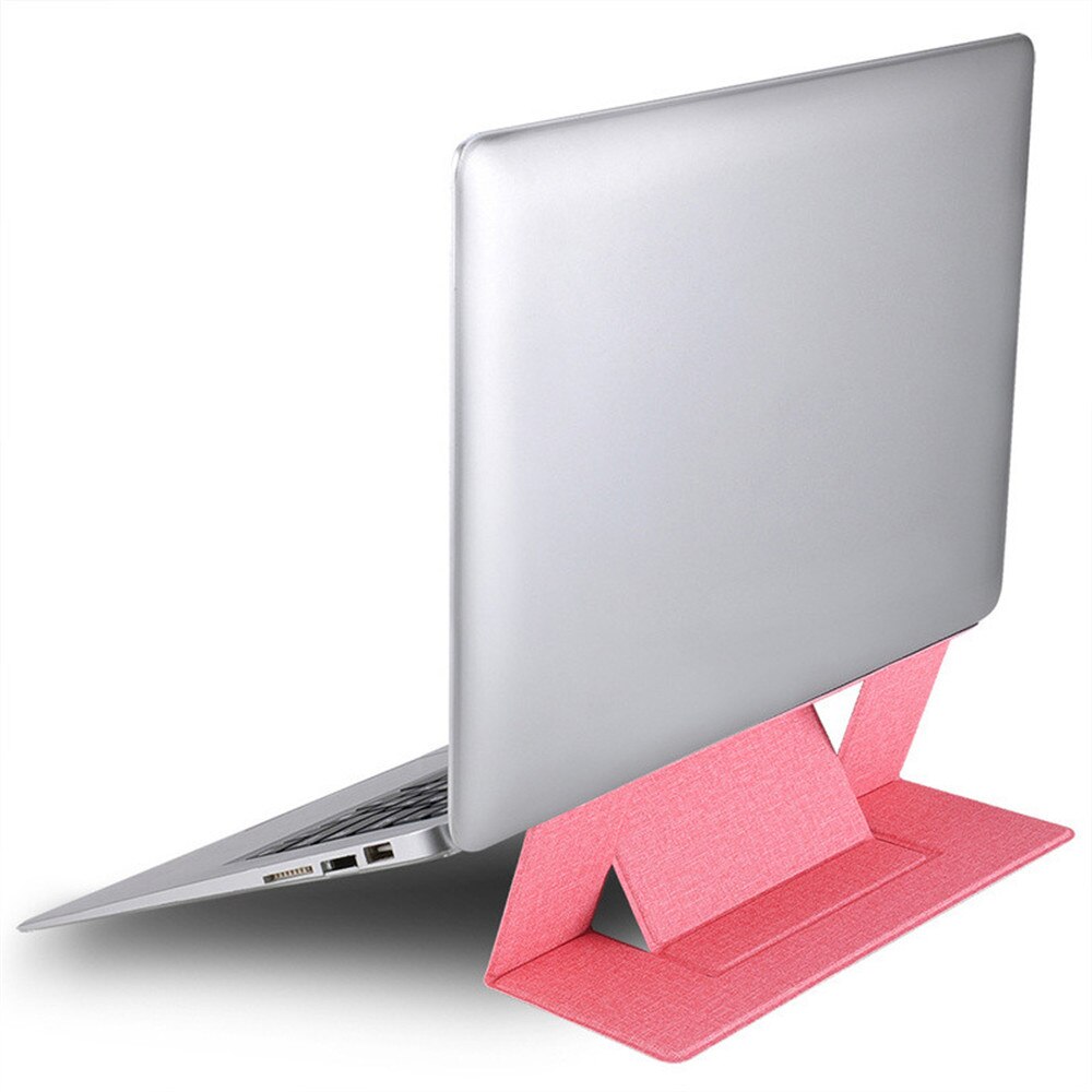 Bærbar Justerbar Laptop Stand - Usynlig Foldbar Stand Desktop Højdeforøgelse Funktion Tablet Holder til iPad MacBook Laptops: Lyserød
