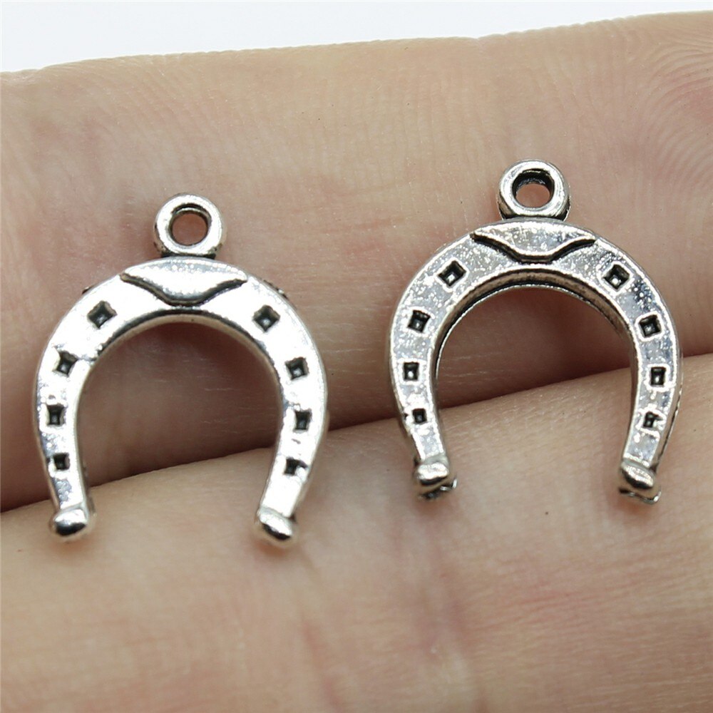 20Pcs Hoefijzer Hanger Charms Antiek Zilver Kleur Horse Shoe Charms Sieraden Diy Lucky Horseshoe Bedels Voor Armband: B11195-16x13mm