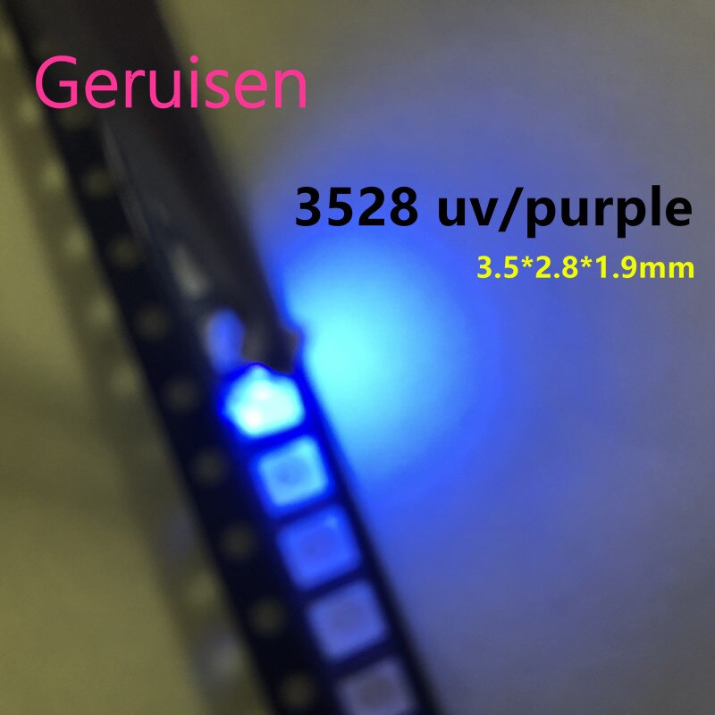 1000pcs Diodes 2835 3528 SMD UV LED Purple Lamp Bead 395- 410nm Ultraviolet Light-emitting Diodes Ultra Violet SMT LED Bead Lamp