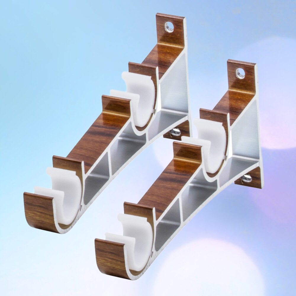 2PCS Curtain Fittings Aluminum Alloy Double Bracket Fish Type Double Code Curtain Rod Bracket