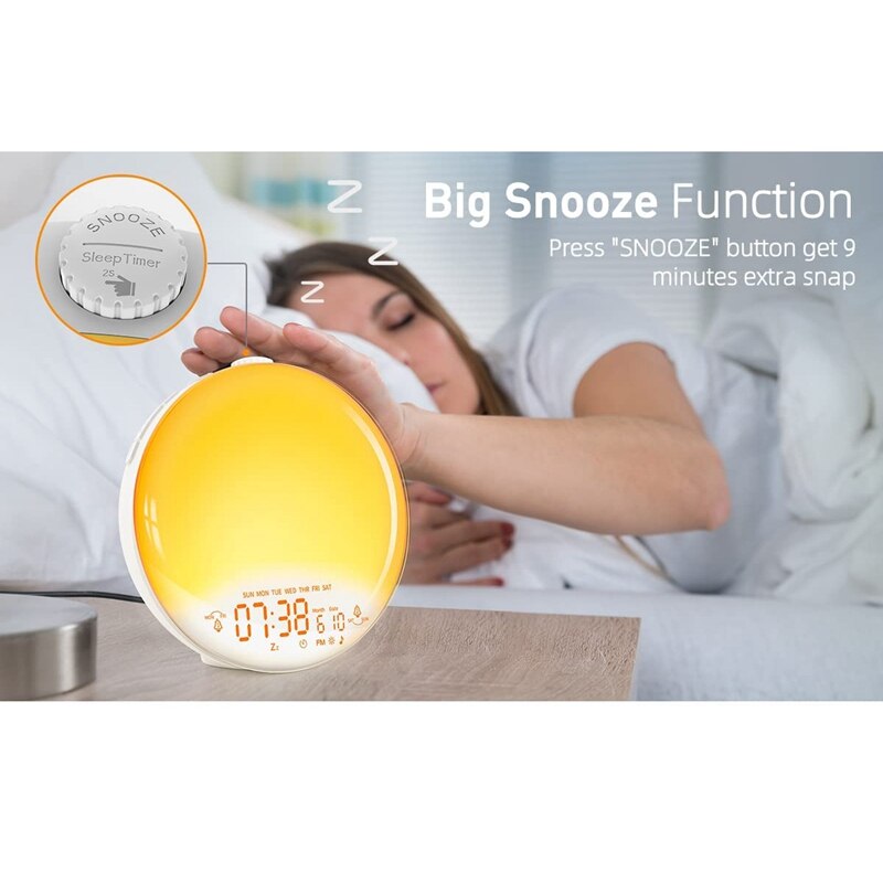 Wake Up Light Sunrise Alarm Clock For Kids Heavy Sleepers Bedroom With Sunrise Simulation Sleep Aid Dual Alarms