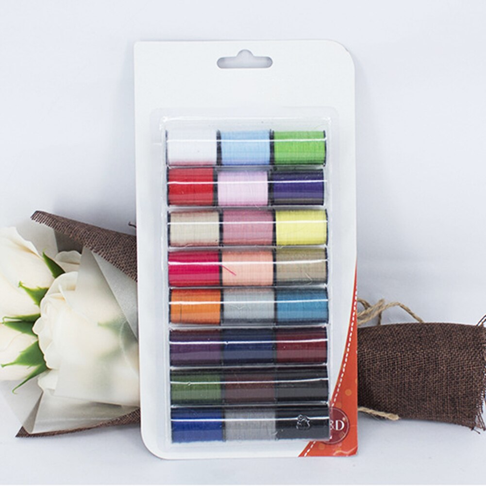 24Pcs Mixed Color Yarn Sewing Thread Household Needle DIY Roll Machine Handcraft Embroidery Sewing Thread Kit Accessories