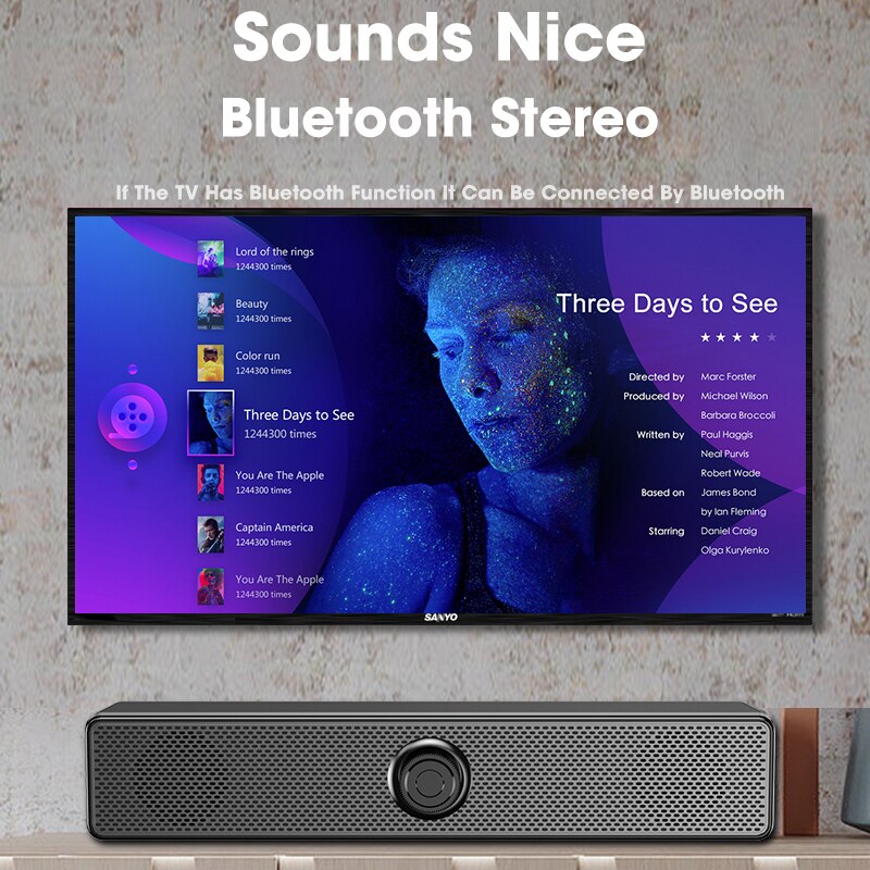 Home Theater Sound System Bluetooth Speaker USB Powered AUX 3.5mm Wired Soundbar Computer Speakers For TV Soundbar Box Subwoofer