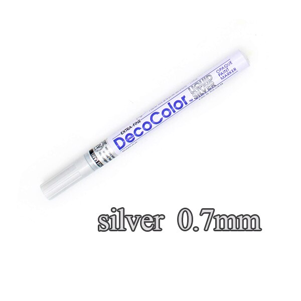 Marvy-Marcador de pintura opaco 120S & 300S, pluma metálica, papelería, color dorado/plateado/blanco, 0,7/1,0/2,0mm: 1pcs-Silver-0.7mm