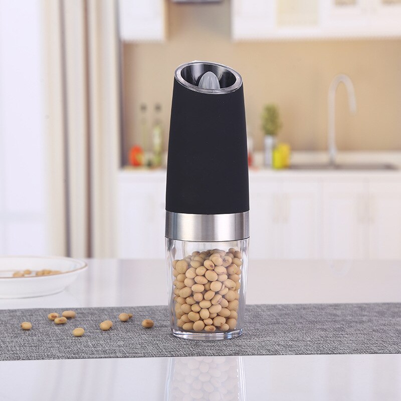 Automatic Salt Pepper Grinder Electric Spice Mill Grinder Seasoning Adjustable Coarseness Kitchen Tools Grinding For Cooking BBQ: black
