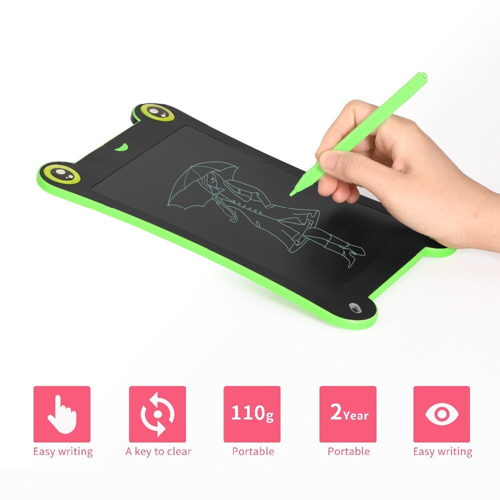 NeWYeS 8.5 Inch LCD Writing Tablet Kid Drawing Board Animal Electronic Notepads Green Art Graphic Doodle Pad Graffiti with Pen