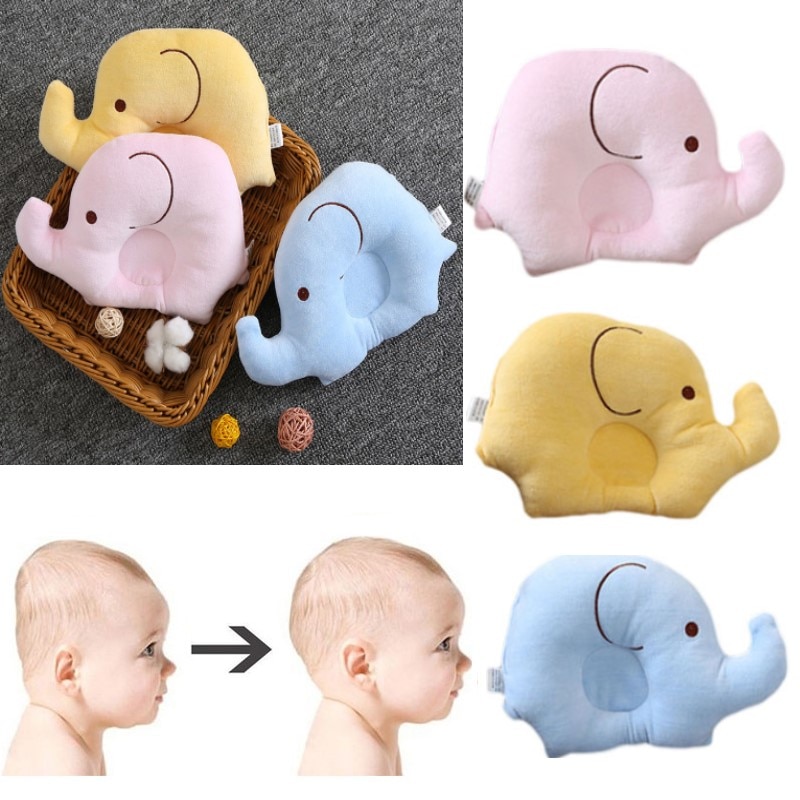 Leuke Elephent Vormige Baby Pillow Peuter Fluwelen Zachte Pasgeboren Vormgeven Kussens Infant Beddengoed Slapen Voorkomen Platte Kop Kussens