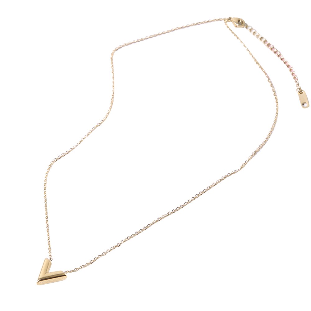 Mode V Brief Titanium Staal Vrouwen Ketting Luxe Hanger Ketting Sieraden Voor Vrouwen: Gold