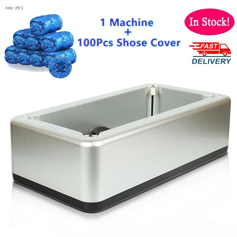 Automatic Shoe Cover Dispenser 100pcs Shoe Covers Automatic Machine One-time Film Machine Foot Set Shoes Home Office: Silver(100pcs cover)