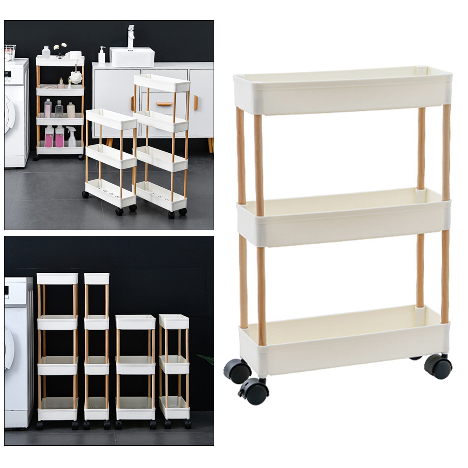Multifunctional Storage Trolley Cart Space Saving Shelf Rack Organizer Tray Laundry Room Dining Room Kitchen: Narrow 3Layer