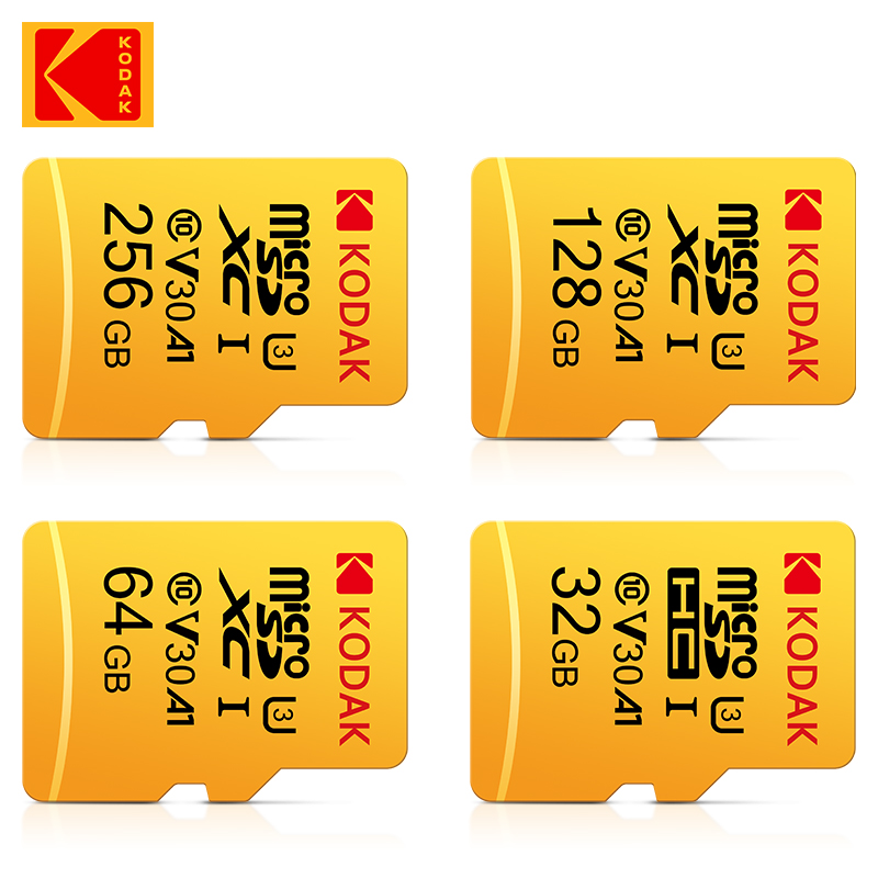 Oryginalny Kodak U3 A1 V30 MicroSD 128 GB 32 GB 64 GB 256 GB Klasa 10 Karty 32 64 128 256 GB Karta pamięci telefonu wideo