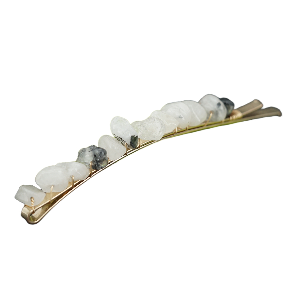 Women Hair Clip Pin Handmade Chip Gemstone Barrettes Hair Grips Accessories Crystal Bobby hairpin Girls Headwear: green