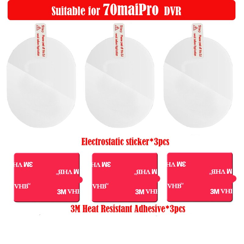 Voor 70mai Dash Cam Pro Dash Cam Smart 3M Film En Statische Stickers, voor 70mai Pro Auto Dvr 3M Film Houder 3Pcs: Default Title