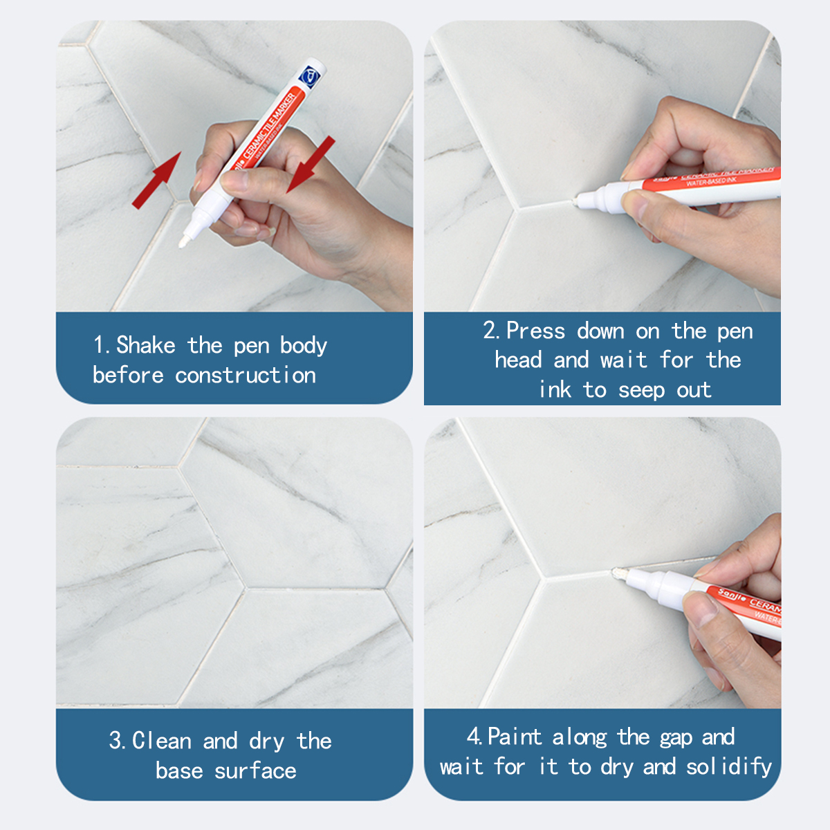 12Pcs White Grout Tile Pen Grout Restorer Pen Renew Repair Marker for Tile Wall Floor