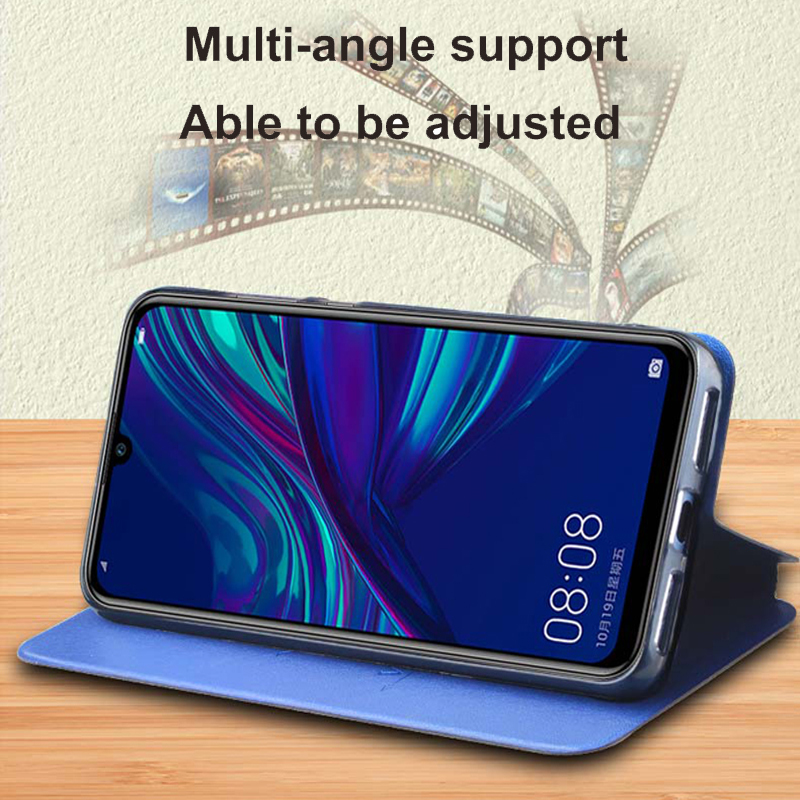 Per Huawei P Smart più 2019 caso di vibrazione del cuoio + TPU shell finestra aperta coperchio della batteria del telefono PSmartplus 2019 posteriore coperchio della custodia per armi