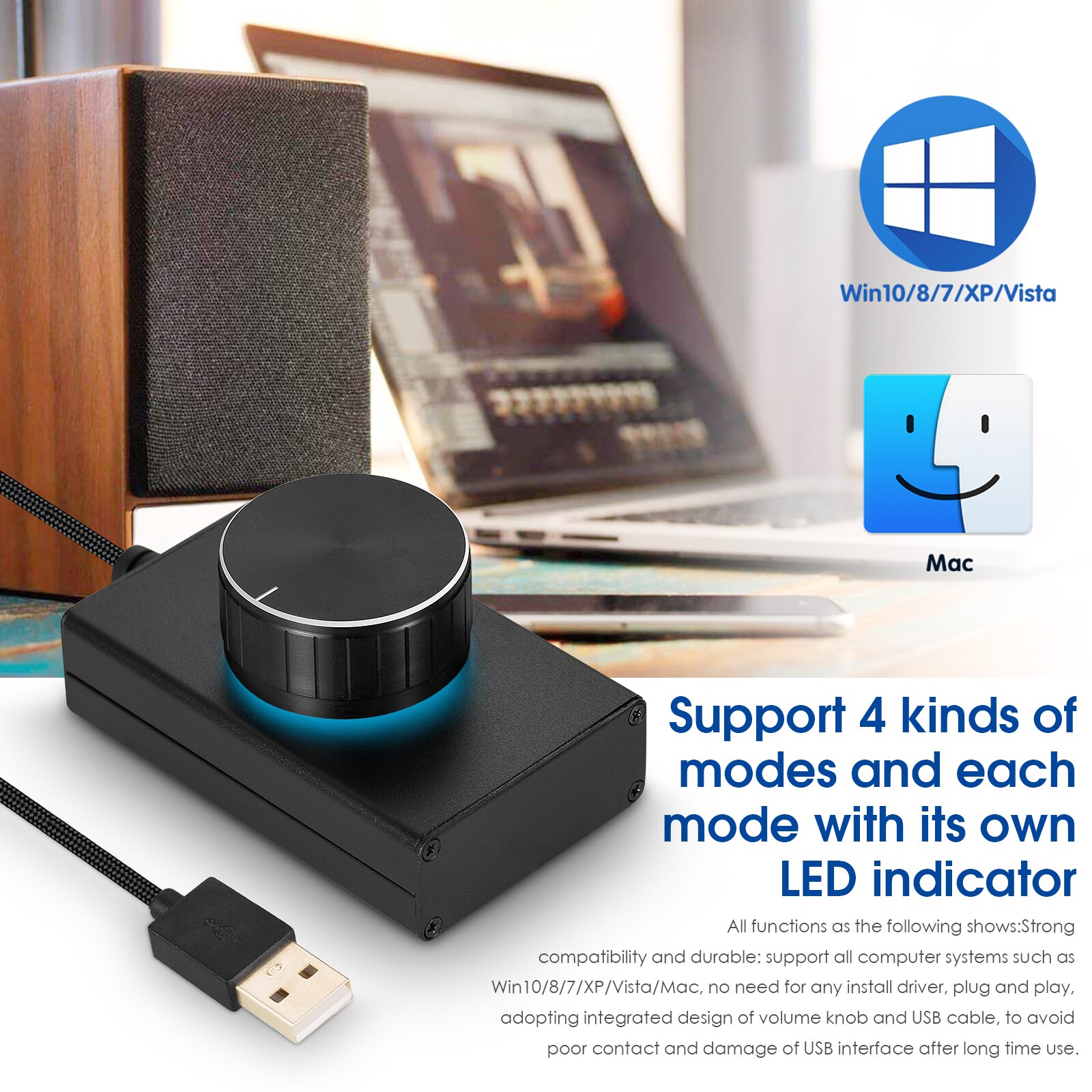 Mini Usb Volume Controller Voor Computer Speaker Een Sleutel Mute Lossless Audio Control Knop