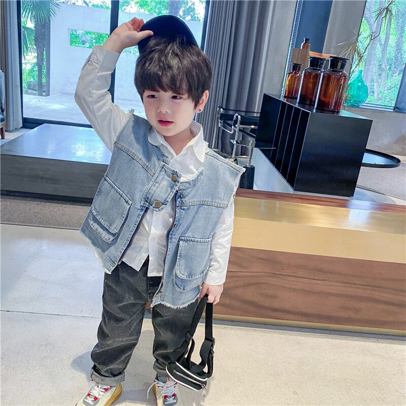 Ropa de primavera para bebé, chaqueta chaleco vaquero suelto informal para 1, 2, 3, 4, 5, 6 años, cumpleaños