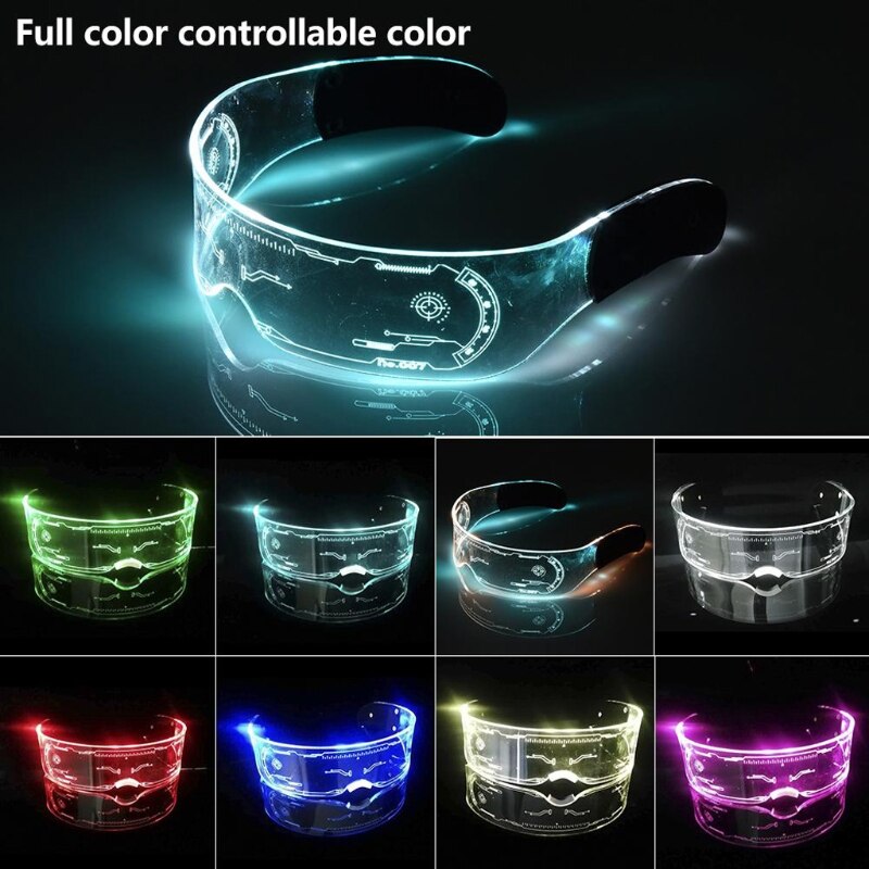 LED Luminous Glasses Futuristic Electronic Visor Glasses Light Up Glasses Prop For Halloween Festival Performance Top: 2