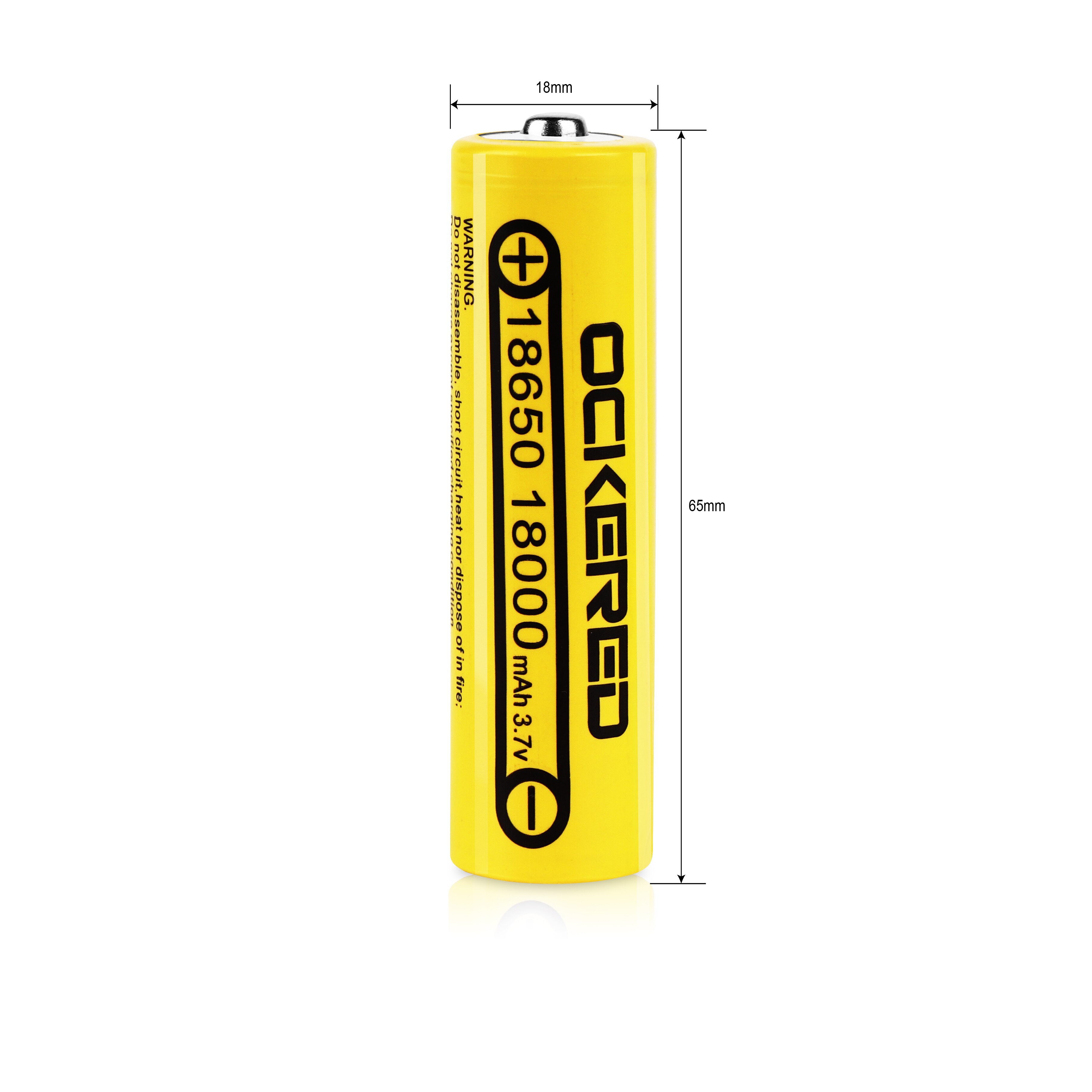 Ockered 18650 Battery 3.7V 18000mAh Lithium Rechargeable Battery For Flashlight PCB Battery with Free 18650 USB Battery Charger