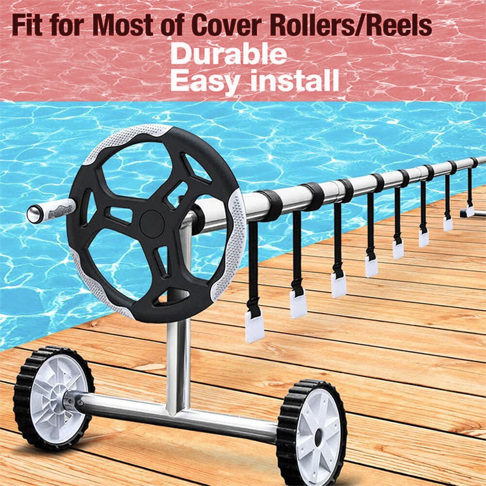 Solar Pool Cover Reel Attachment Kit 8pcs Blanket Straps &amp; 8pcs Buckles &amp; 8pcs Clips For In Ground Swimming Pool Outside