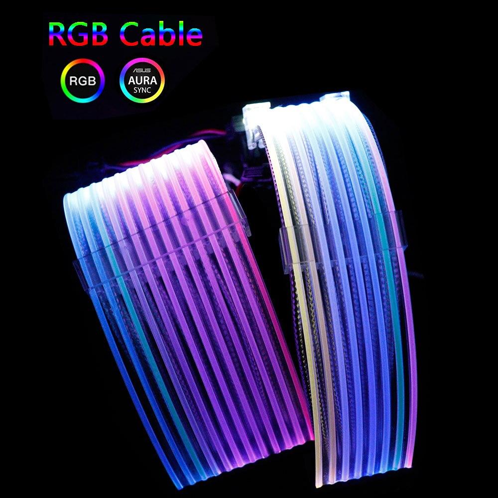 Strimer 24pin 8pin Rgb Kabel Uitbreiding Adresseerbare Gaming Led Strip Light Aura Sync Voor Voeding Moederbord Atx Pci-E gp