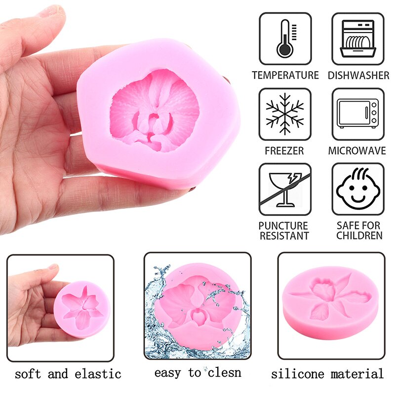 Stampo in silicone per orchidea Fiore nuziale fai da te Cupcake Topper Strumenti per decorare torte fondente Stampi in resina per sapone al cioccolato, argilla e caramelle