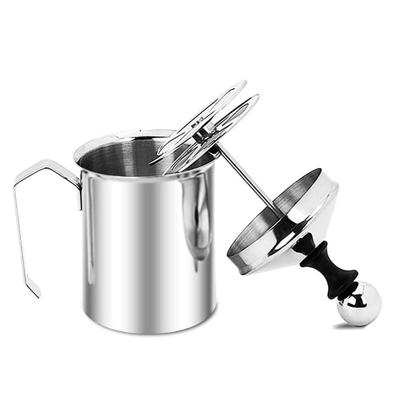 500ML Stainless Steel Milk Frother Manual Double Milk Frother Coffee Milk Frother: Default Title
