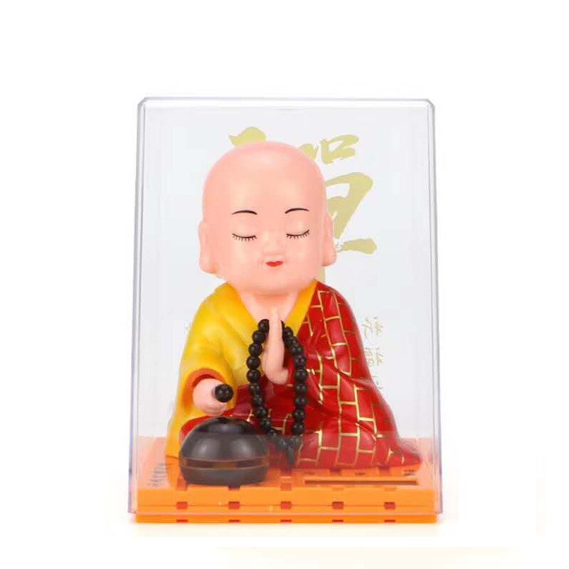 Solar Little Monk Car Decoration Toys Chinese Style Little Novice Monk Shaking His Head Toy Children