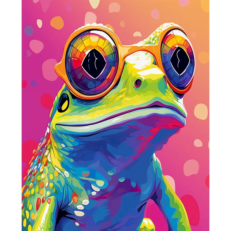 PhotoCustom Malen nach Zahlen, bunte Frosch-Zeichnung auf Leinwand, DIY-Bilder nach Zahlen, handgemaltes Gemälde, Ebene-einstellen, Heimdekoration: dunkel khaki / 50x50cm