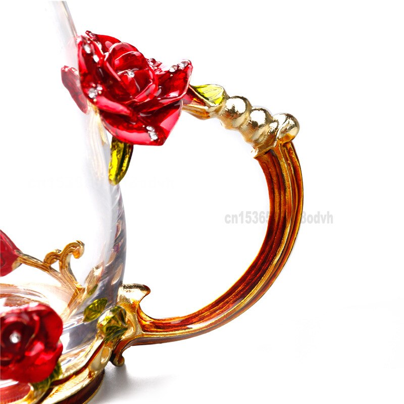enamel water cup bubble flower tea rose tea cup crystal heat resistant casual Cup