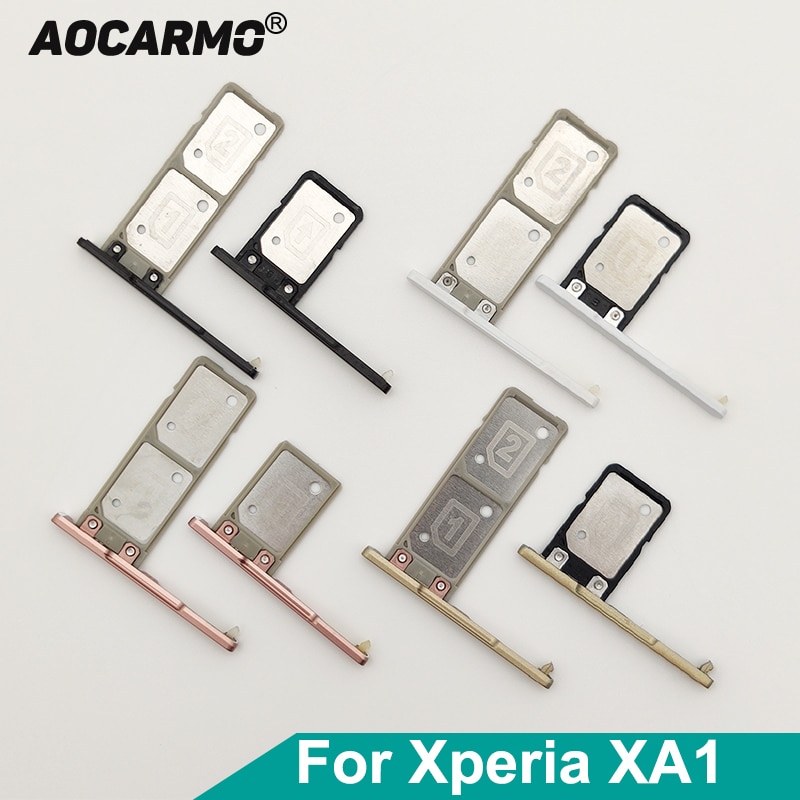 Aocarmo Single Dual SIM Card Holder Reader Sim Tray Slot With Cover For Sony Xperia XA1 G3121 G3125 G3112 G3116