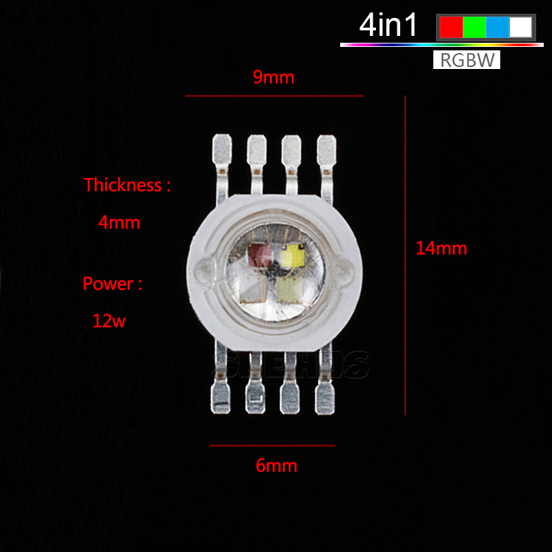 4 unids/lote LED RGBWA 5in1 para iluminación LED RGBWA Chips LED rojo/verde/azul/blanco/Abmer SHEHDS: LED RGBW 4in1