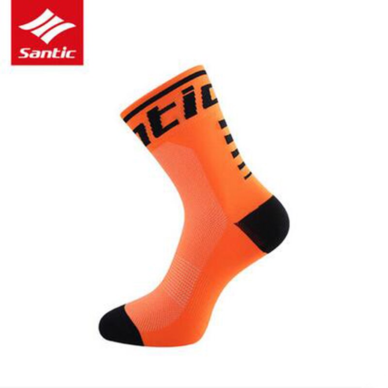 Santic cyclisme chaussettes hommes femmes Anti-transpiration Sports de plein air en cours d'exécution respirant Sport Calcetines vélo vélo Meias SK0016: Orange
