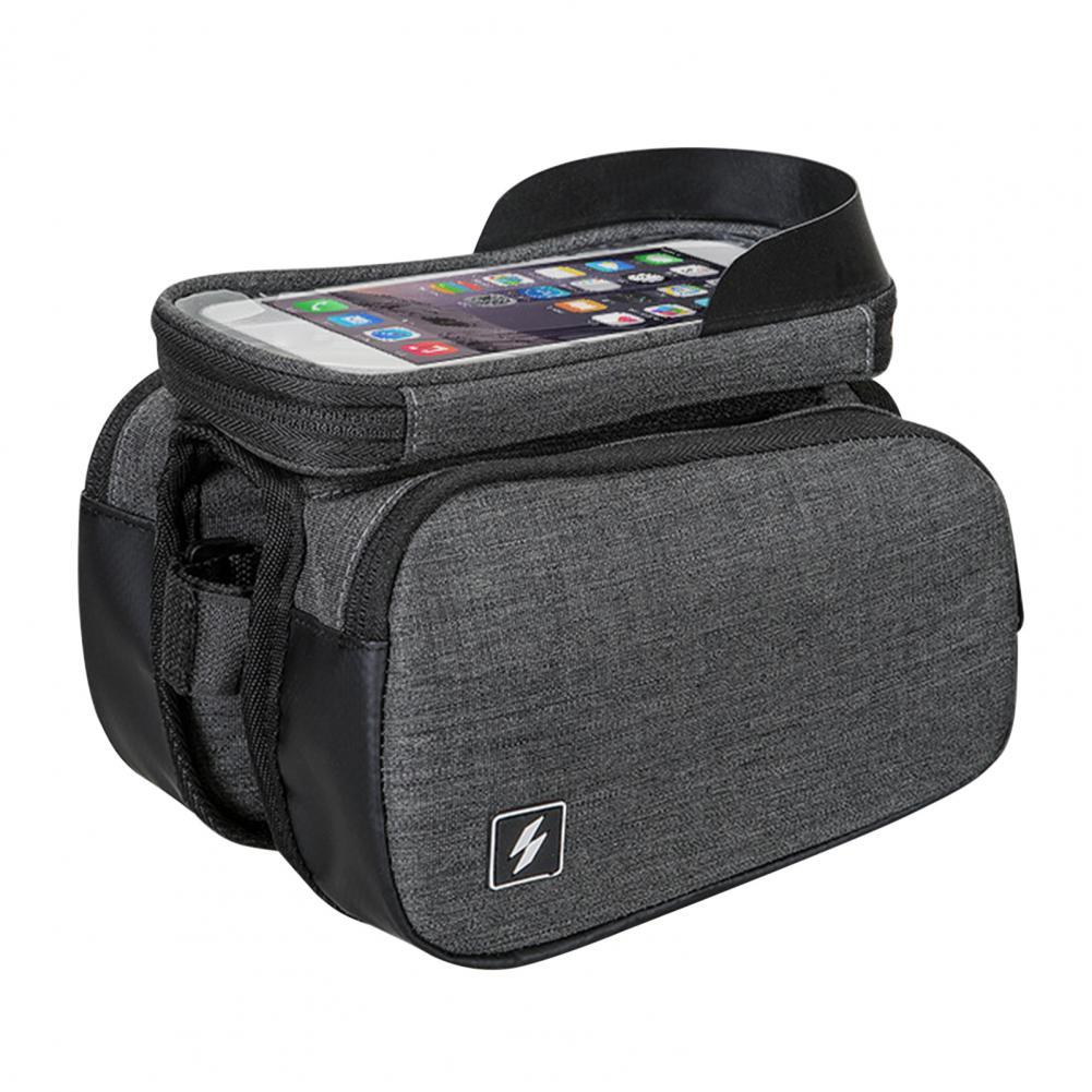 Tear-resistant Black Grey Shock Absorbing Top Tube Bag for Road Bicycle: Default Title