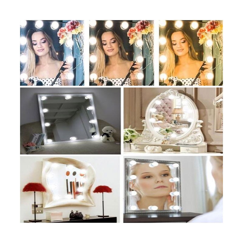 Makeup makeup spejl led lys pærer lampe sæt justerbar oplyste makeup spejle kosmetisk hollywood scene stor 10 pærer lampe